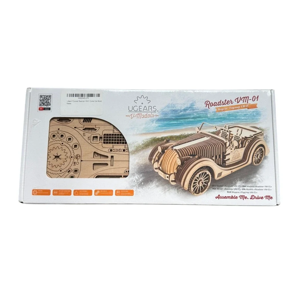 UGears Roadster VM-01 Wooden 3D Puzzle Mechanical Model Kit 437 Parts New Sealed